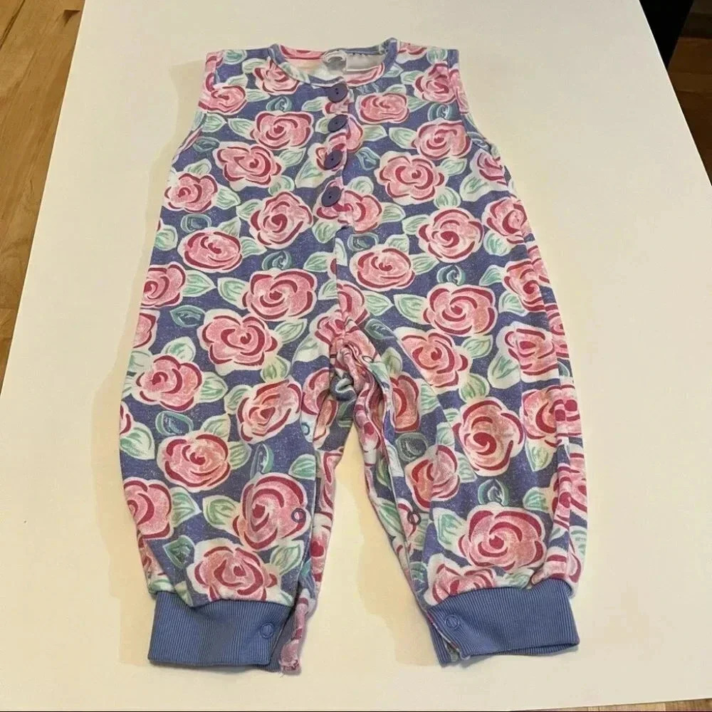 Vintage Funkins BUBBLE OVERALLS Size 12M 100% Cotton Floral